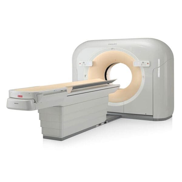 A ct scanner with the side of it open.